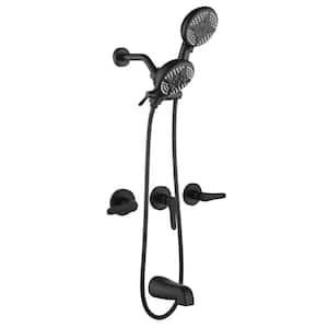 Triple Handle 10 -Spray Tub and Shower Faucet 1.8 GPM Dual Shower Heads in. Matte Black Pressure Balance Valve Included