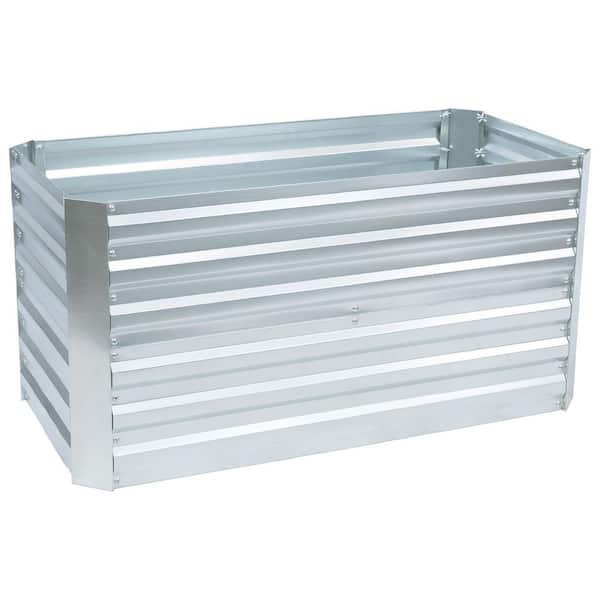 Metal Rectangle Galvanized Steel Raised Bed-4 x 2 x 2-Silver