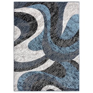 Catalina Huron Blue/Grey 5 ft. x 7 ft. Abstract Area Rug