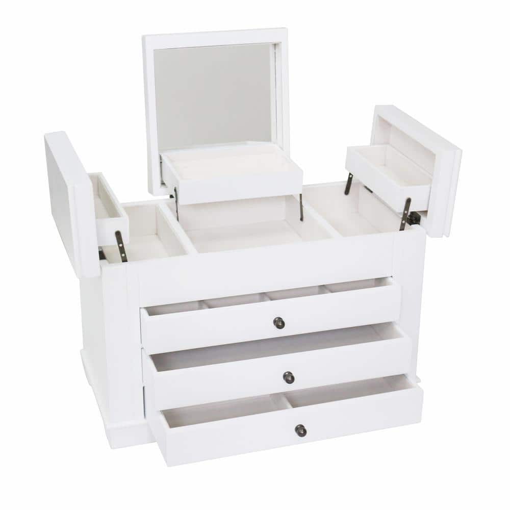 1pc PU Jewelry Box, Modern Solid Color White Multi-grid Jewelry Storage Box  For Home And Travel
