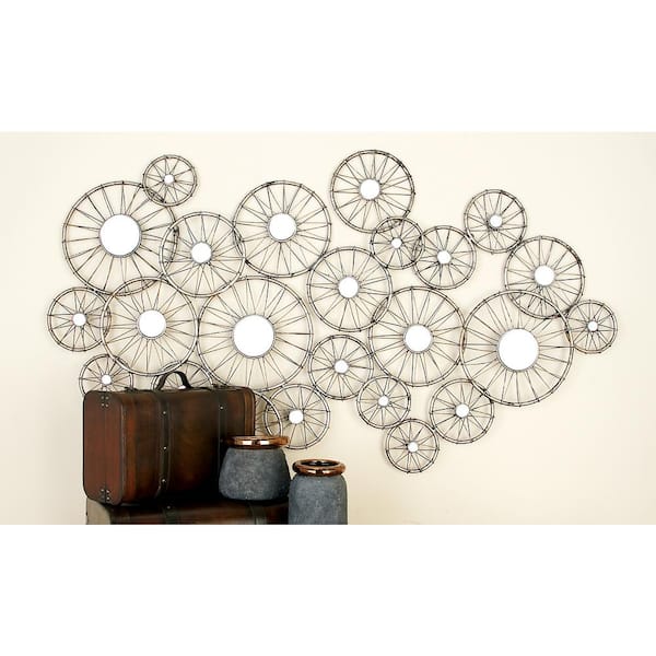 Litton Lane Silver Metal Industrial Wall Decor 34 in. x 60 in.