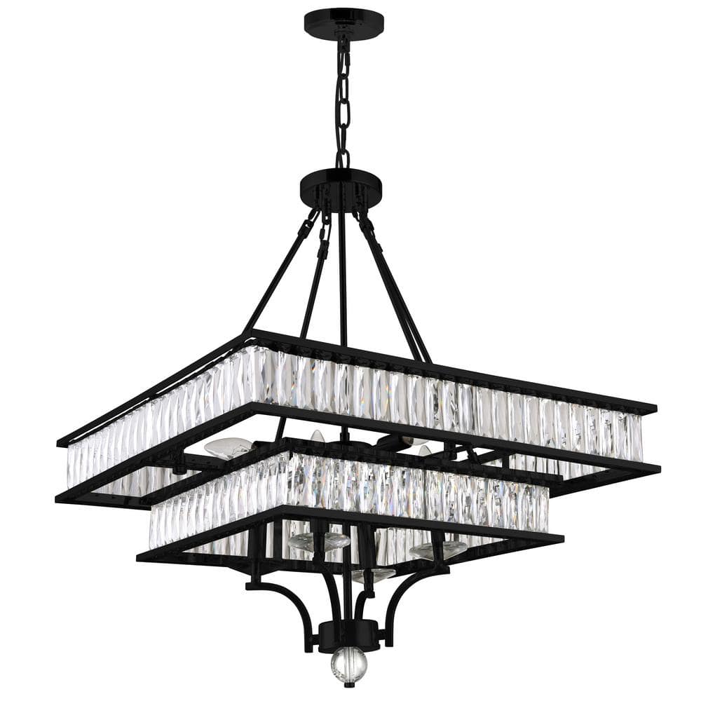 Shalia 8-Light Black Metal Chandelier with Crystal Accents