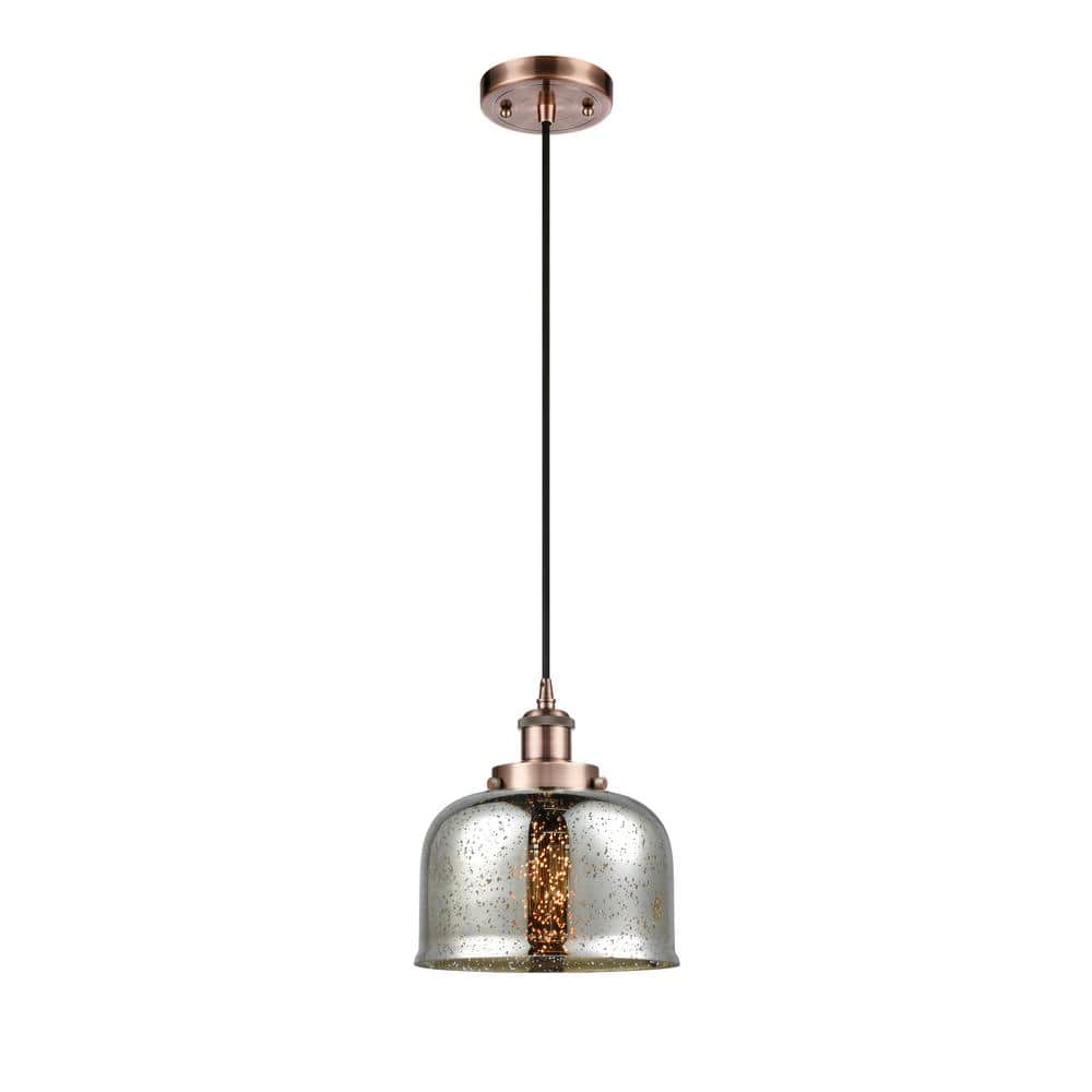 Bell 60-Watt 1 Light Antique Copper Shaded Mini Pendant Light with Mercury glass Mercury Glass Shade price history on PriceWatchPro