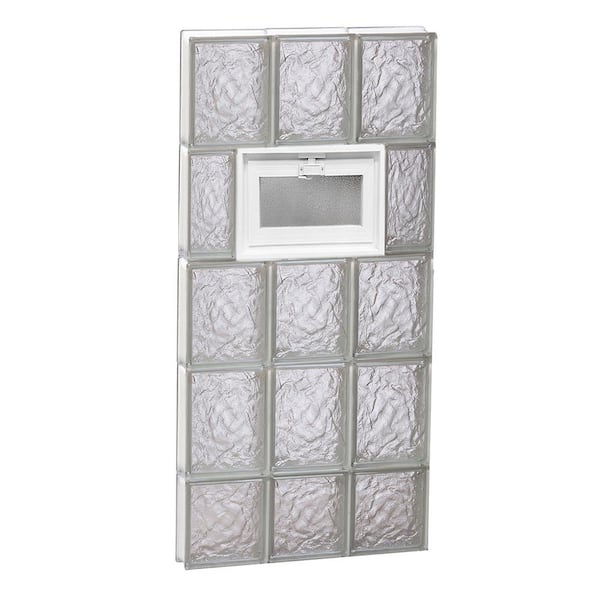 Clearly Secure 17.25 in. x 36.75 in. x 3.125 in. Frameless Ice Pattern Vented Glass Block Window
