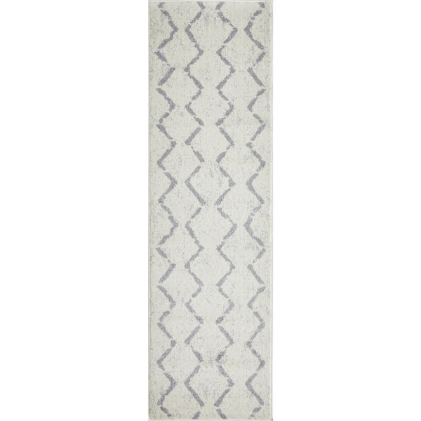LOOMAKNOTI Kissandrah Brynder Cream 2 ft. x 6 ft. 7 in. Geometric Polypropylene Runner Rug