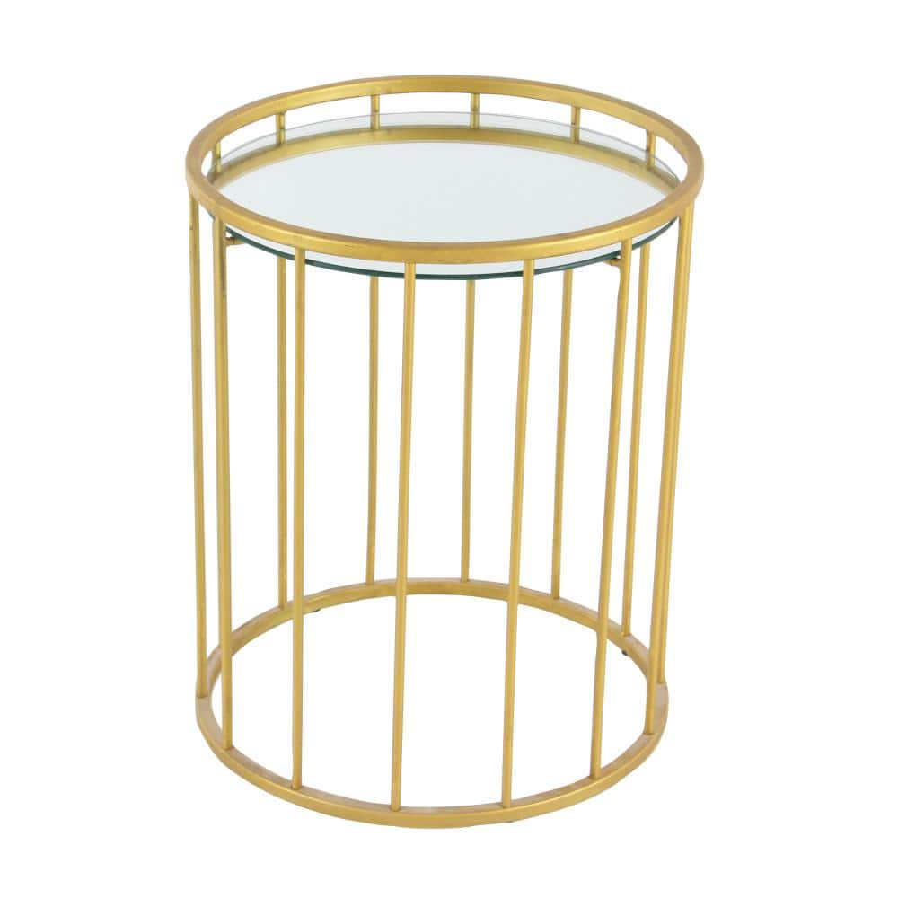 Sleek Gold Metal & Mirrored Glass Round Nesting Tables - Set of 3