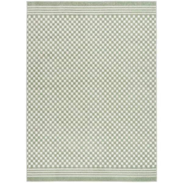 Nourison Casual Green 4 ft. x 6 ft. Checker Contemporary Area Rug