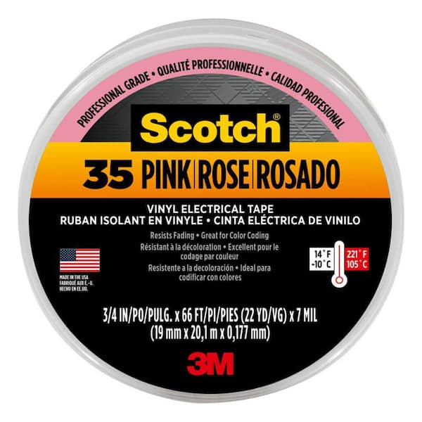 3/4 in. x 66 ft. x 0.007 in. Vinyl Electrical Tape, Pink