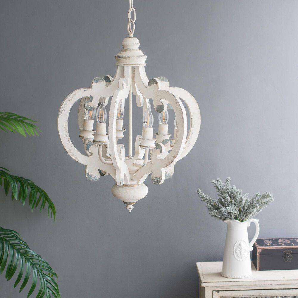 6 Lights Beige French Country Wood Chandelier for Kitchen Foyer Hallway Entryway with No Bulbs Included price history on PriceWatchPro