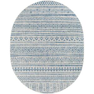 Eartha Blue 5 ft. 3 in. x 7 ft. 3 in. Oval Indoor/Outdoor Area Rug