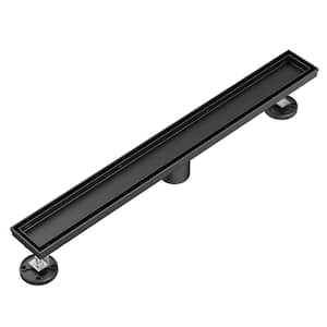 18 in. Stainless Steel Linear Shower Drain with Tile-In Pattern Surface, Matte Black