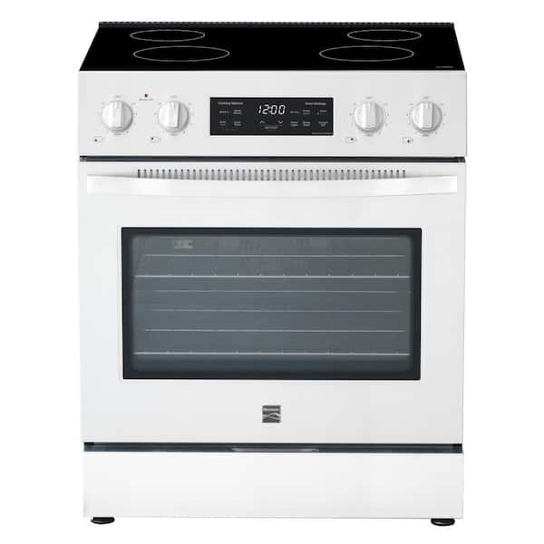 30 in. 4 Element Slide-In Electric Range in White with Air Fryer