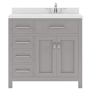 Caroline Parkway 36" Single Bath Vanity in Gray with White Quartz Top and Round Sink