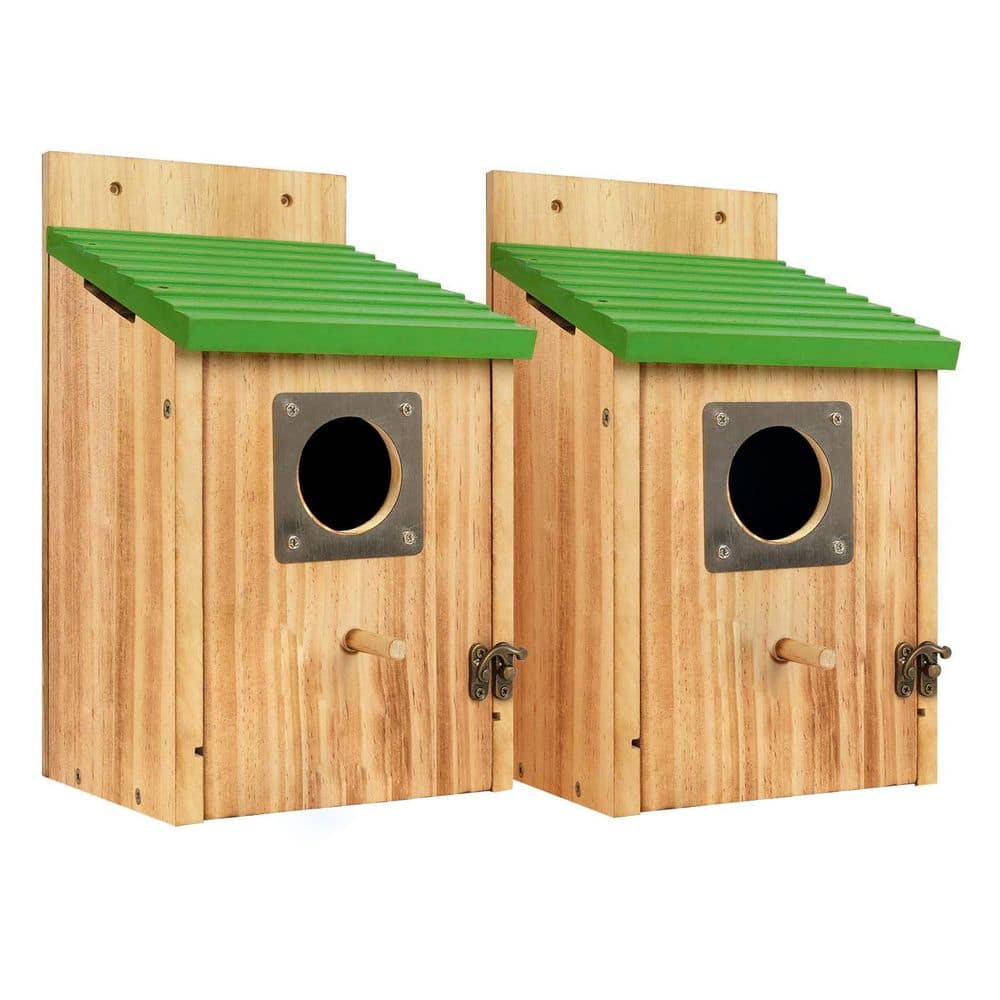 N/A Cedar Wooden Bird Houses with Metal Predator Guard Outdoor