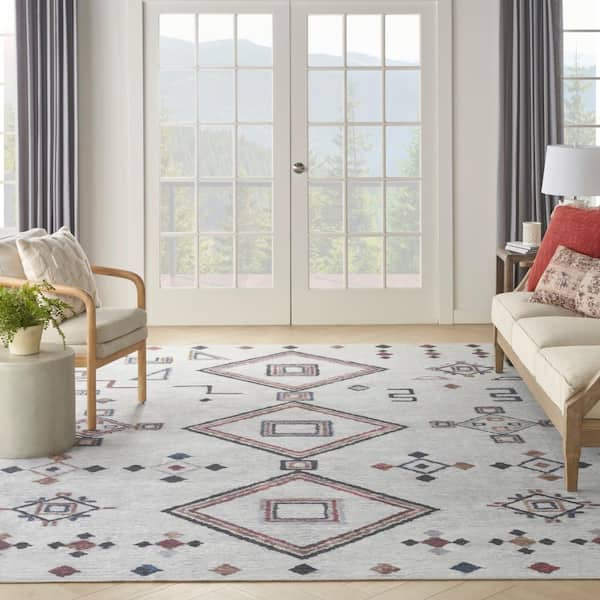 Area Rugs 9x12 Living Room: Large Machine Washable Rug with Non-Slip  Backing Stain Resistant Soft Geometric Moroccan Carpet for Bedroom Dining  Nursery