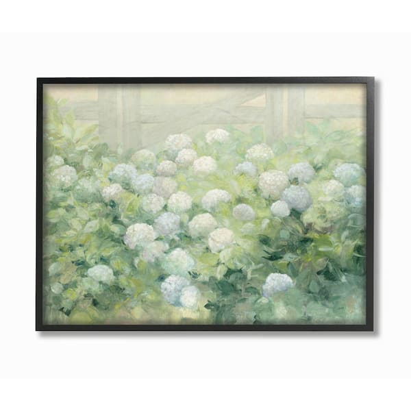 Stupell Industries "Floral Blue White Hydrangea Garden Farmhouse Painting" by Julia Purinton Framed Nature Wall Art Print 11 in. x 14 in.