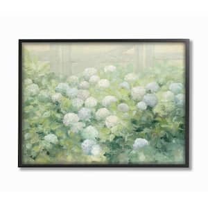 "Floral Blue White Hydrangea Garden Farmhouse Painting" by Julia Purinton Framed Wall Art 24 in. x 30 in.
