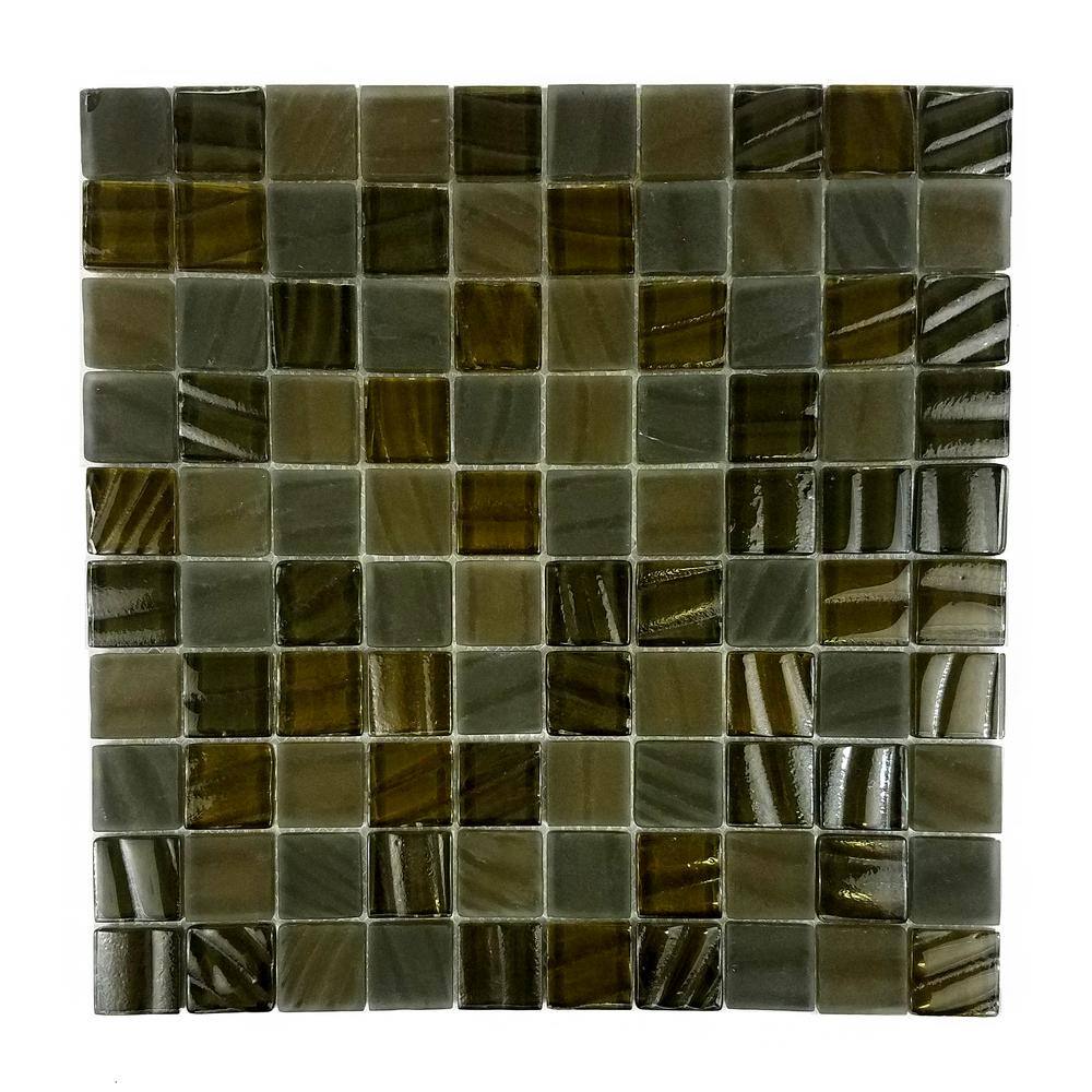 ABOLOS New Era Grizzly Bear Brown Square Mosaic 1 in. x 1 in. Glossy