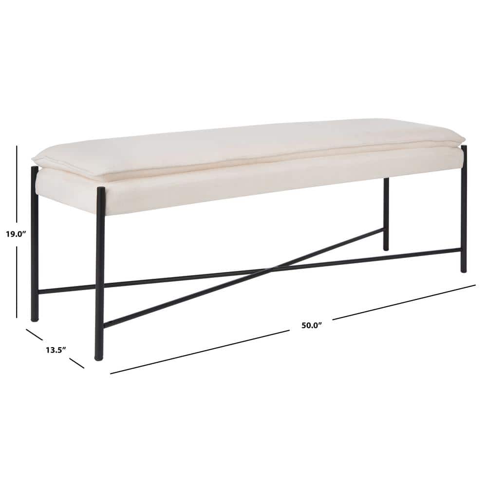 Light Beige Cushioned X Bench with Sleek Black Frame