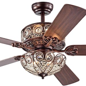 Boot 52 in. Indoor Bronze Finish Remote Controlled Ceiling Fan with Light Kit