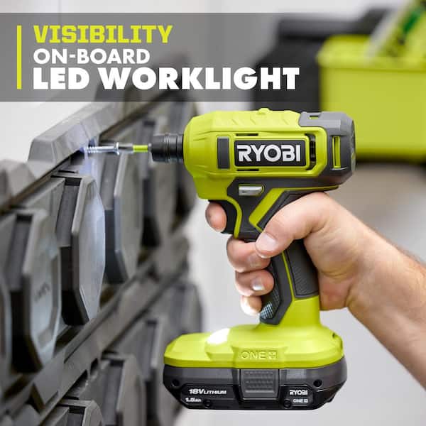 RYOBI - ONE+ 18V Cordless 1/4 in. Hex Screwdriver Kit with 1.5 Ah Battery and Charger