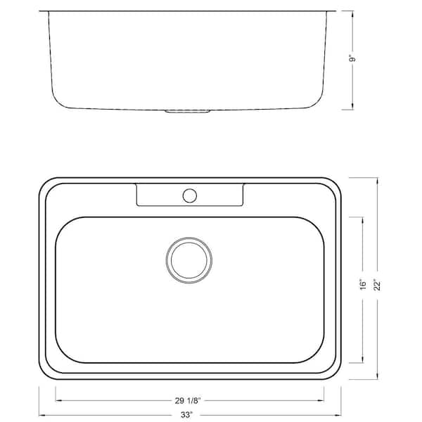 AKDY Handmade Drop-in Stainless Steel 33 in. x 22 in. Single Bowl Kitchen  Sink with Drying Rack KS0101 - The Home Depot