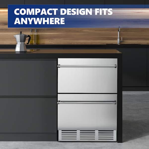 23.5 in. 5 cu. ft. 160 Can Built-In and Standard  Beverage Refrigerator in Stainless Steel with UV-Blocking