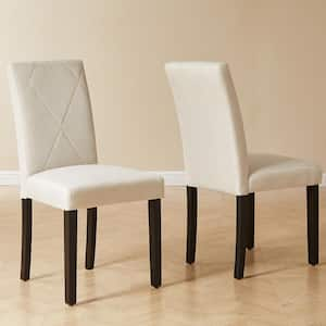 Dining Chairs Set of 6 Beige Modern Fabric and High Back and Solid Wood Legs, Upholstered Kitchen Chairs for Dining Room