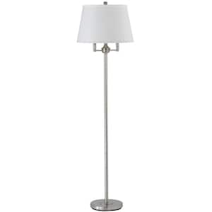 62 in. Nickel 4 Dimmable (Full Range) Standard Floor Lamp for Living Room with Cotton Empire Shade