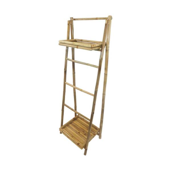 5 ft. Bamboo Ladder Shelf Self-Standing