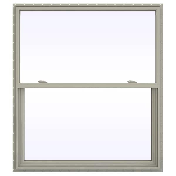 JELD-WEN 47.5 in. x 47.5 in. V-2500 Series Desert Sand Vinyl Single Hung Window with Fiberglass Mesh Screen