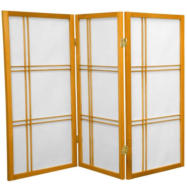 Oriental Furniture 3 ft. Short Double Cross Shoji Screen - Honey - 3 Panels