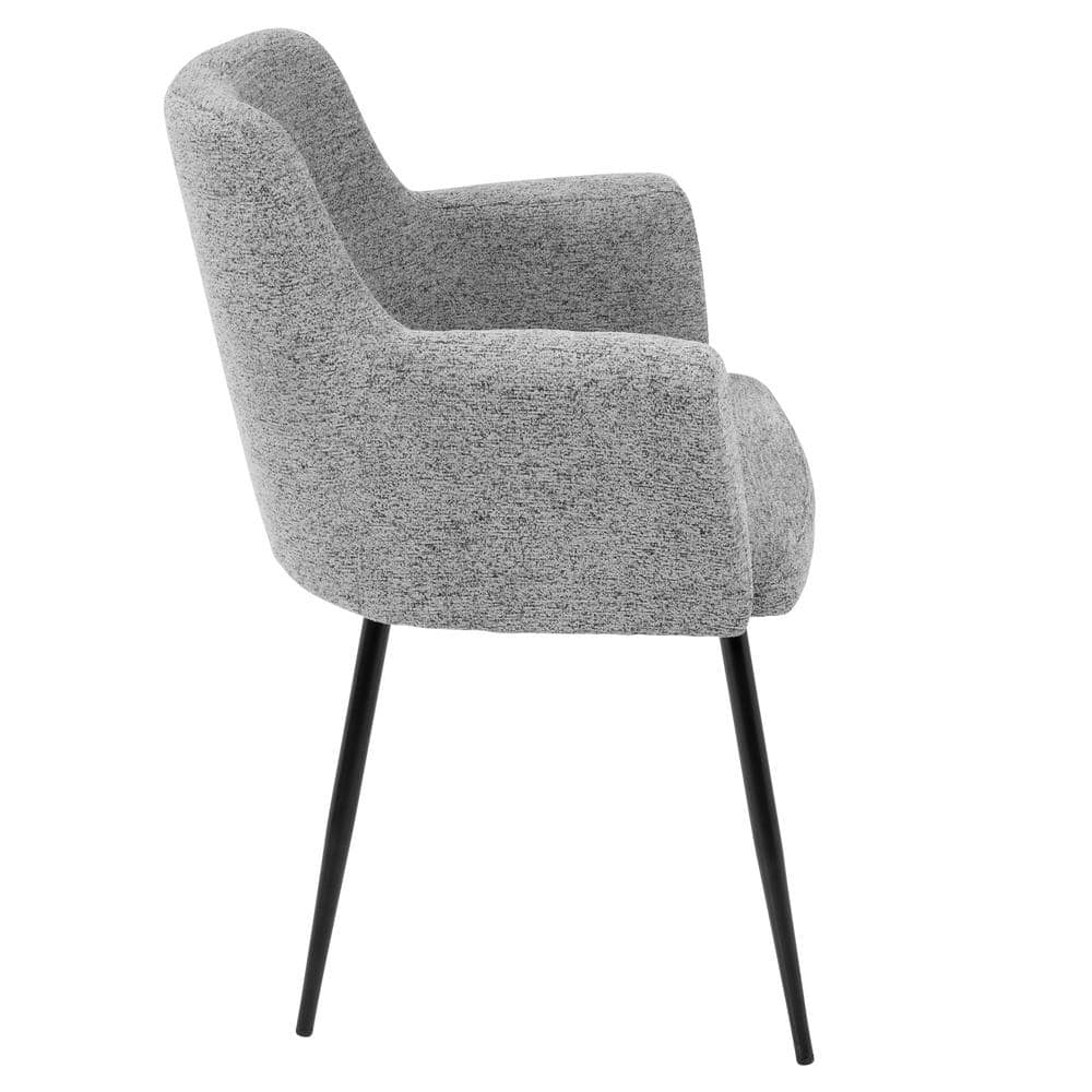 Gray Faux Leather Upholstered Arm Chair with Wood and Metal Frame
