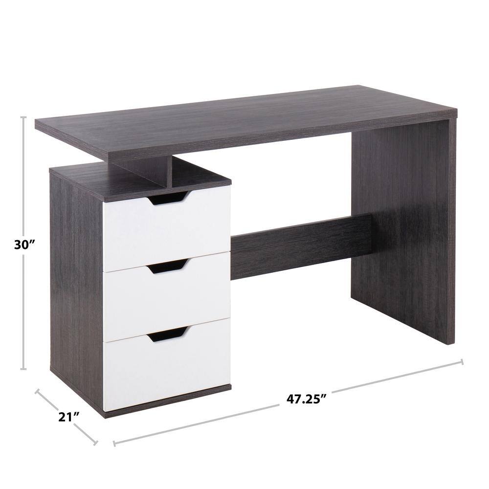 Quinn 47" Charcoal and White Wood Home Office Desk with Drawers