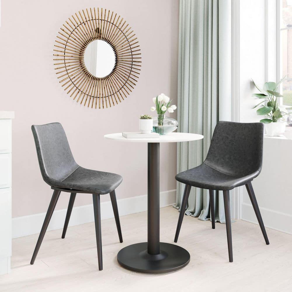 31.9 in. H Vintage Black Solid High Back Armless Dining Chair (Set of 2)