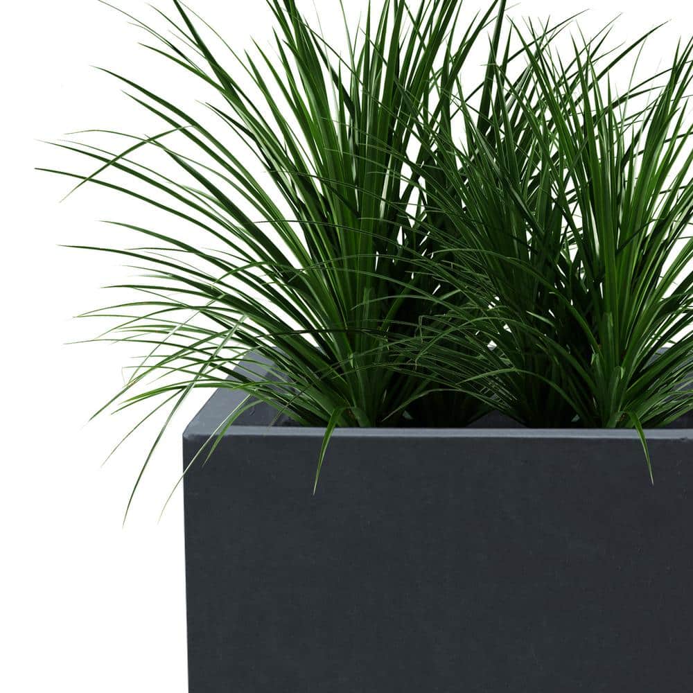 Charcoal Tall Rectangular Concrete Planter with Drainage Hole