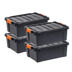 IRIS 47 qt. Heavy Duty Plastic Storage Box in Black with Sturdy 