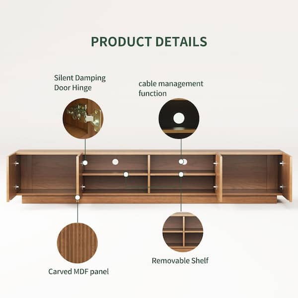 86.6 in. Mid Century Modern TV Stand TV Stand Fits TVs up to 60 to 90 in. Walnut color