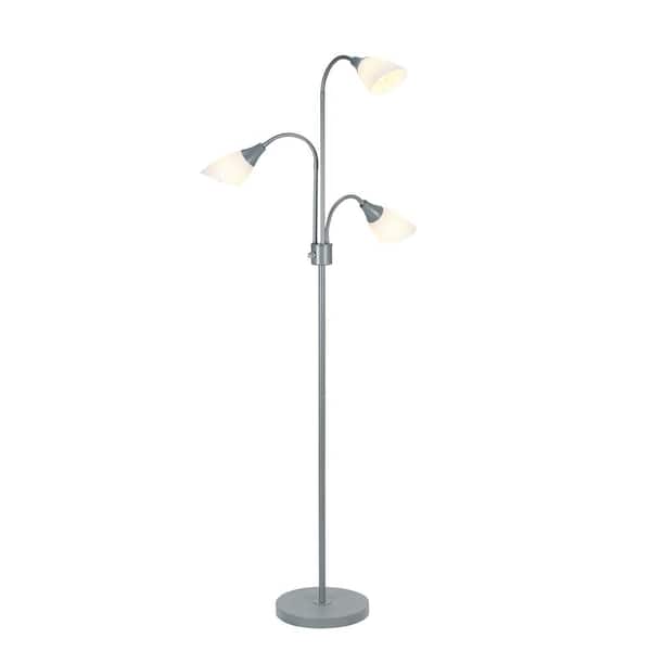 Arm Floor Lamp With White Shades 20743 000, Silver Multi Light Floor Lamp Replacement Shades