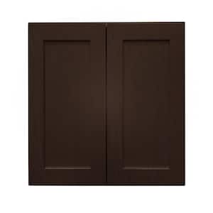 Espresso Plywood Shaker Stock Ready to Assemble Wall Kitchen Cabinet 30 in. W x 42 in. H x 12 in. D