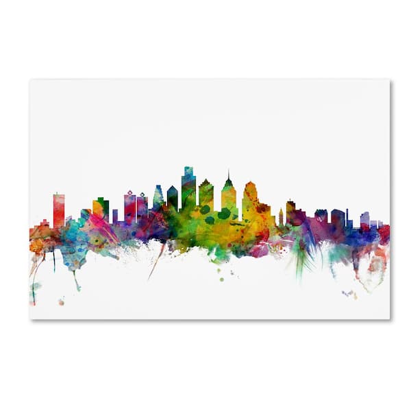 Trademark Fine Art Philadelphia Pennsylvania Skyline by Michael Tompsett Architecture Wall Art 16 in. x 24 in.