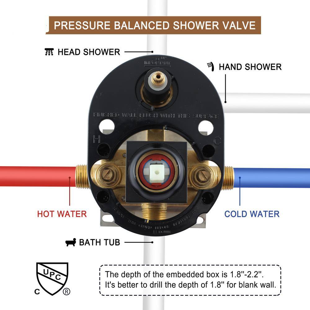 Matte Black 10-Inch Ceiling-Mounted Shower System with Handheld and Tub Filler