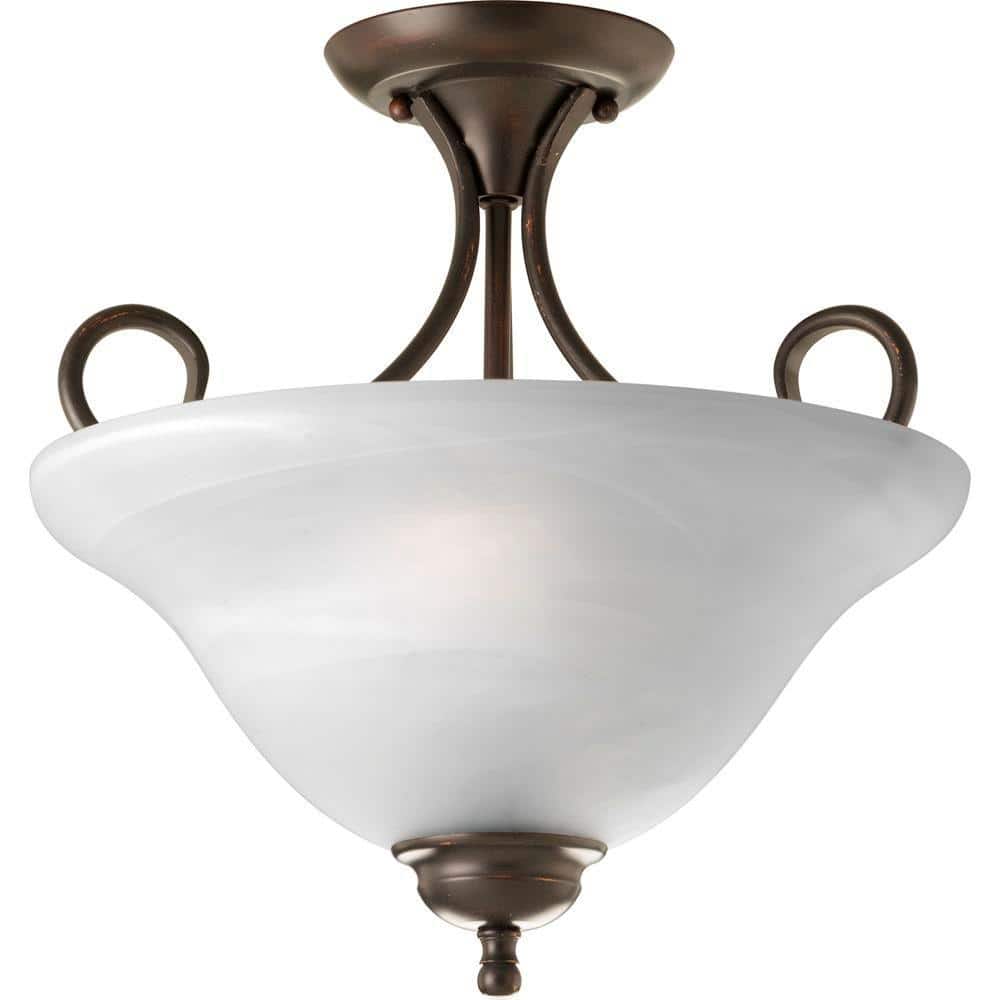 2-Light Antique Bronze Semi-Flush Mount