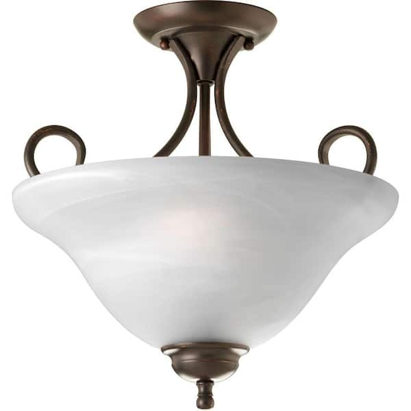 Progress Lighting 2-Light Antique Bronze Semi-Flush Mount