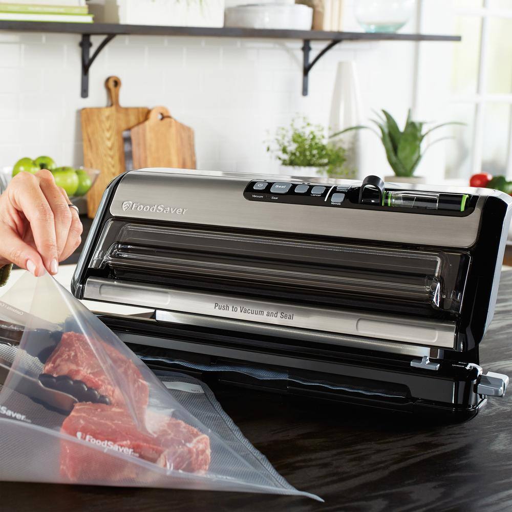 Black Stainless Steel 2-in-1 Food Vacuum Sealer with Bag Cutter