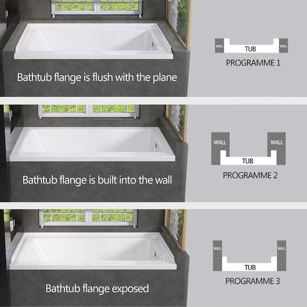 Zeafive Dor 54 in. x 32 in. Rectangular Acrylic Soaking Drop-In