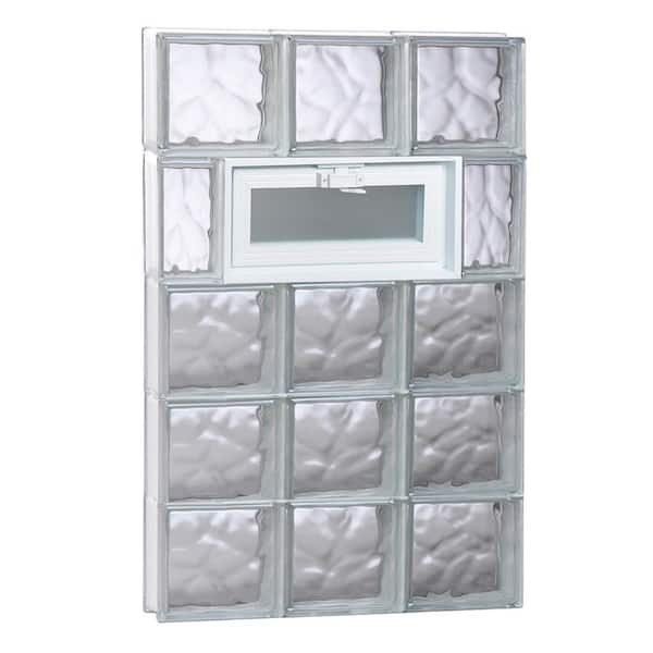 Clearly Secure 23.25 in. x 38.75 in. x 3.125 in. Frameless Wave Pattern Vented Glass Block Window