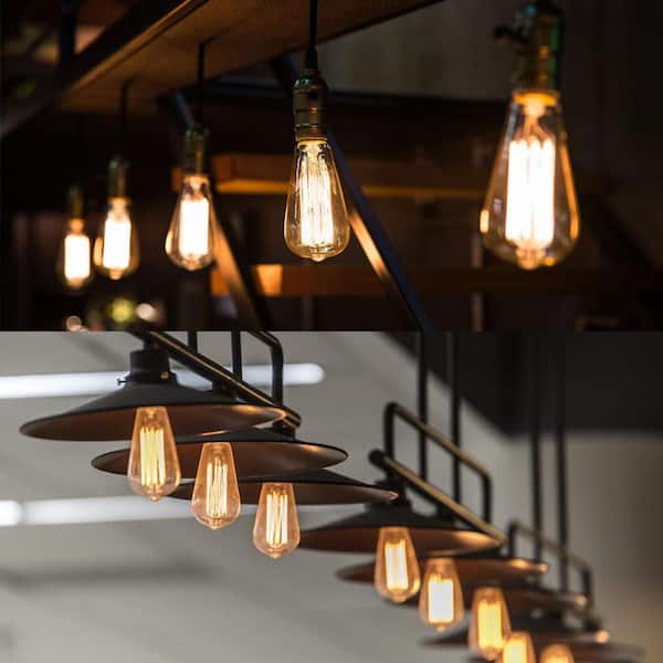 60W Equivalent Vintage ST64 Soft White (2700K) Dimmable Edison Incandescent Light Bulb, 6-Pack