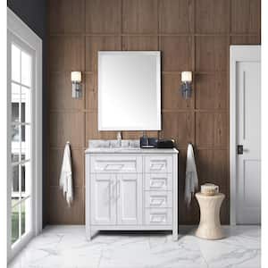 Wexford 36 in. W x 21 in. D x 34 in. H Single Sink Bath Vanity in White with Carrara Marble Top and Mirror