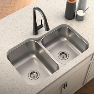 1800 Series Stainless Steel 31.75 in. Double Bowl Undermount Kitchen Sink